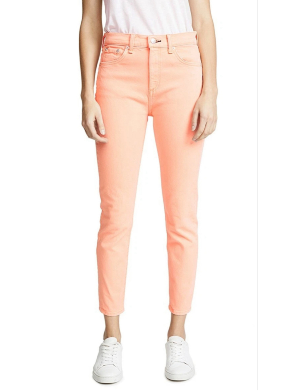 Rag & Bone Prairie Sun High Rise Skinny Jeans Size 26 Peach Coral